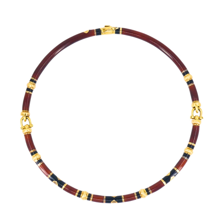 Vintage Gucci 18k Gold Enamel Necklace