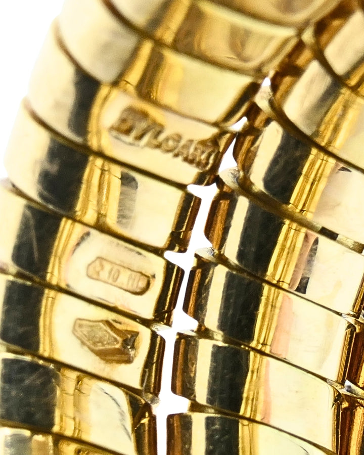 Bvlgari Bulgari Serpenti Tubogas Ring 18k Gold Diamond Size 6.25