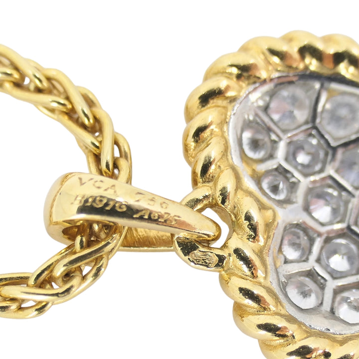 Van Cleef & Arpels Diamond Heart Pendant Necklace Gold Platinum Certificate of Authenticity