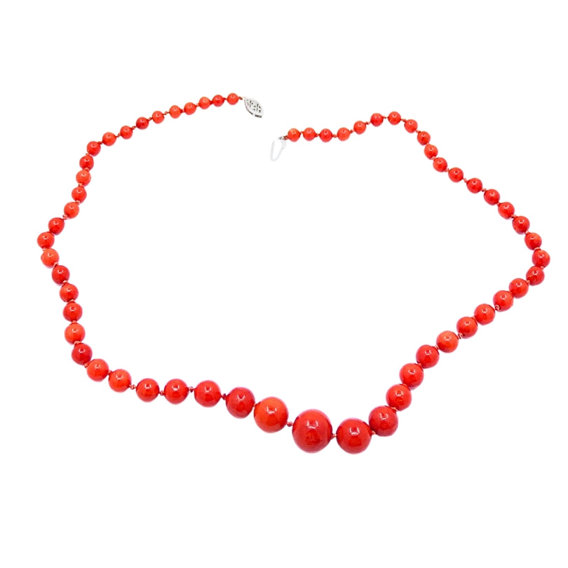 Coral Bead Necklace 14k Gold Clasp