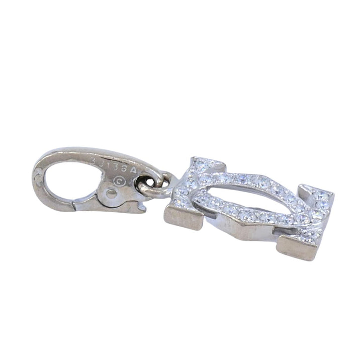 C de Cartier Double C 18k White Gold Diamond Charm Pendant