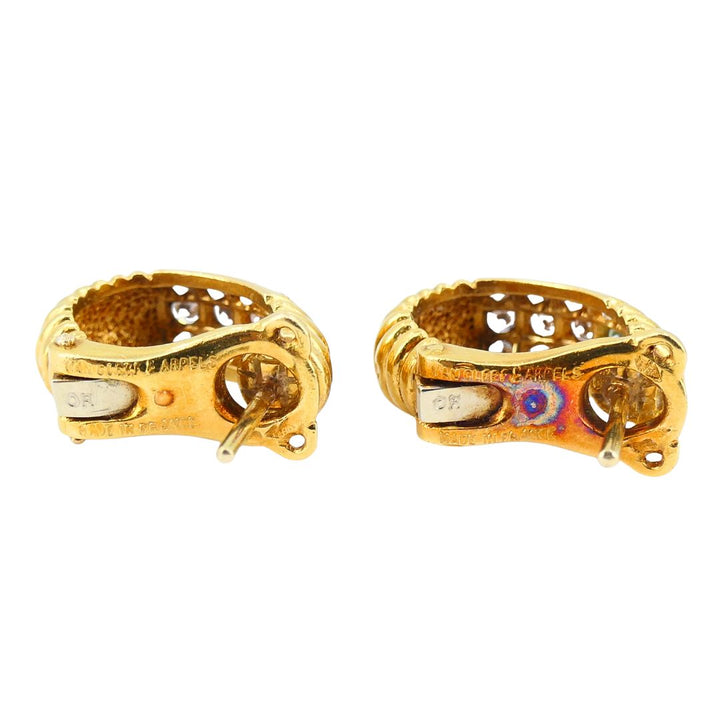 Vintage Van Cleef & Arpels 18k Gold Diamond Huggie Earrings