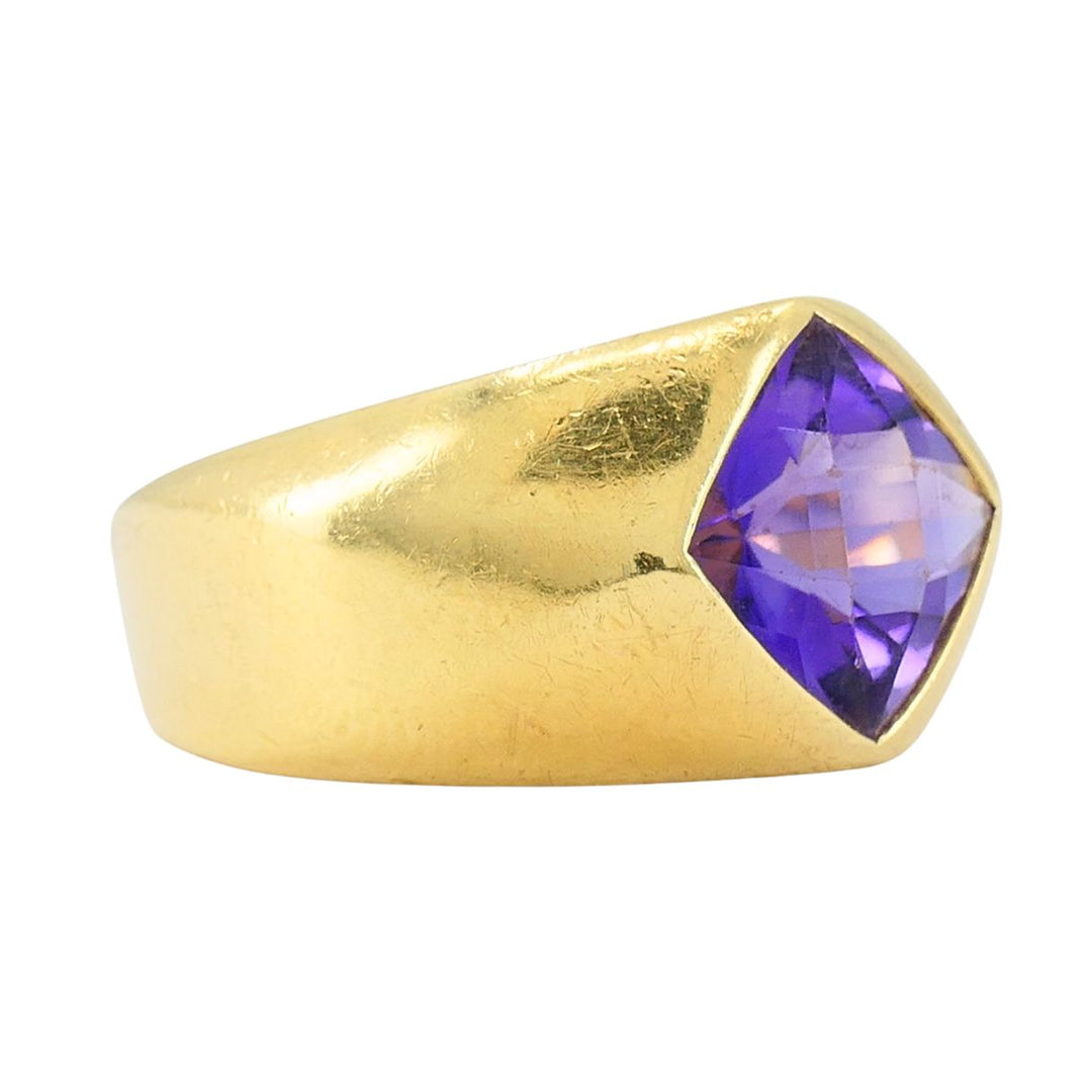 Vintage French 18k Gold Amethyst Ring