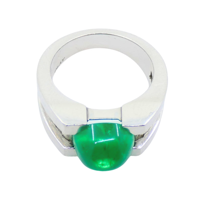 Platinum Ring Emerald Diamond Vintage Jewelry