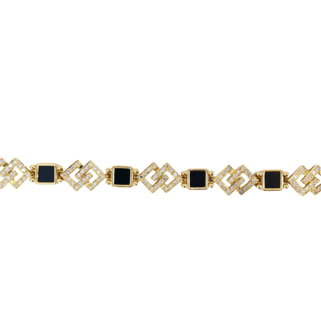 Vintage Van Cleef & Arpels 18k Gold Diamond Onyx Bracelet