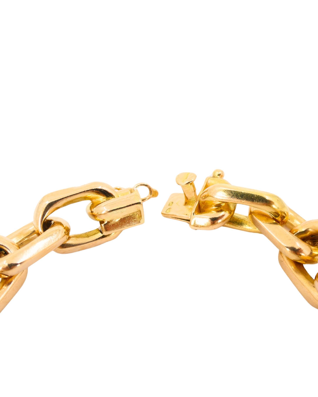 Vintage French 18k Rose Gold Chain Bracelet Rectangular Link