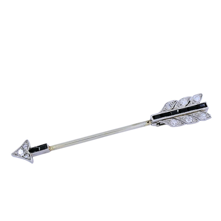 Art Deco 18k Gold Diamond Arrow Jabot Pin