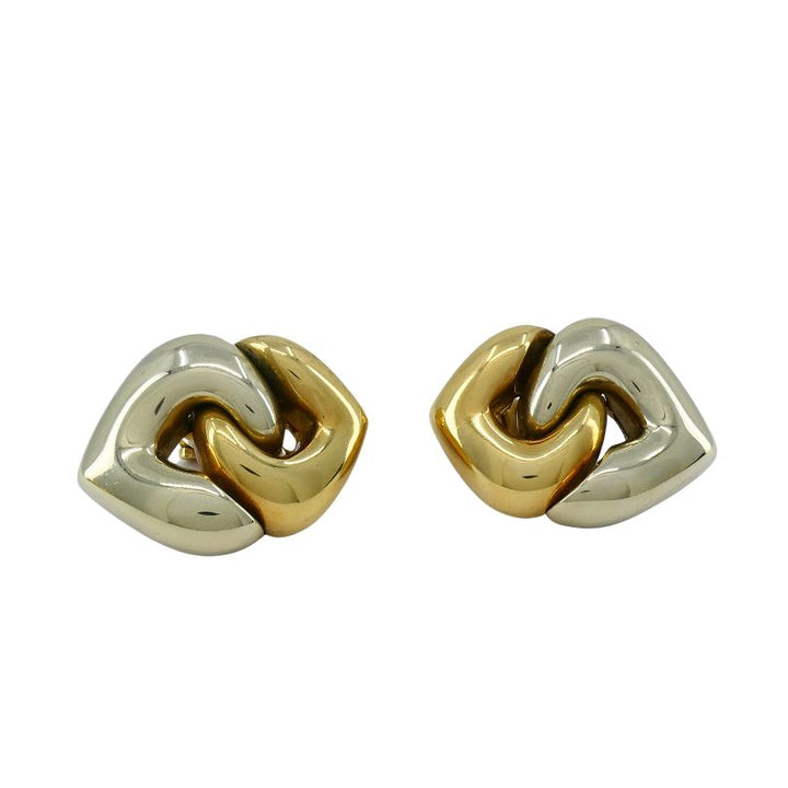 Bulgari Doppio Cuore Two-tone 18k Gold Clip Earrings