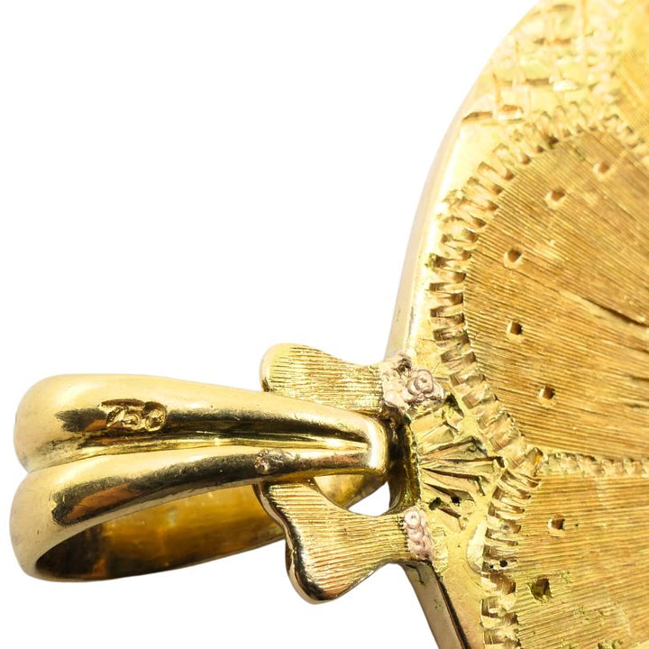 Capricorn Pendant Vintage 18k Gold Enamel Diamond