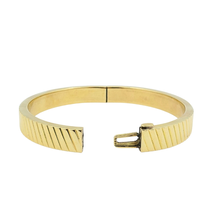 14k Gold Ribbed Bangle Vintage Bracelet
