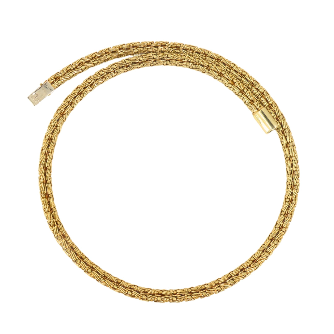 Herco Italian 14k Gold Collar Necklace Woven Design