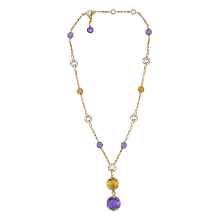 Bvlgari 18k Gold Amethyst Citrine Diamond Parentesi Lavalier Necklace