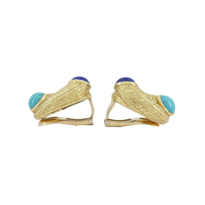 Vintage Tiffany & Co. 18k Gold Lapis Lazuli Turquoise Clip-on Earrings