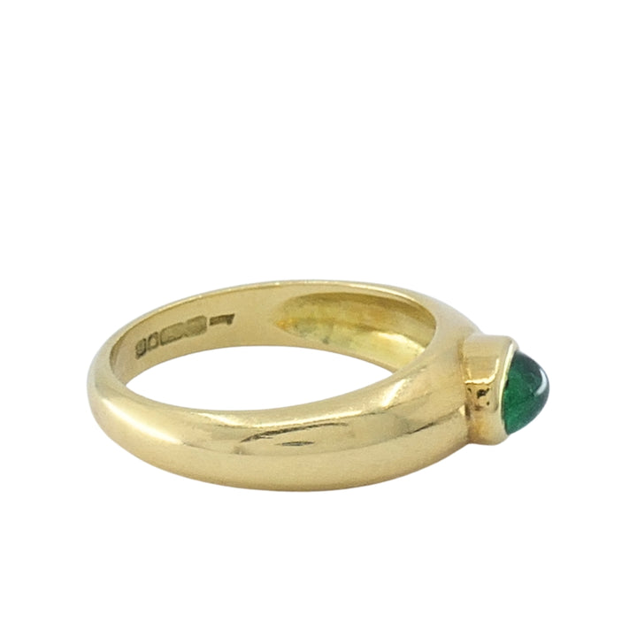 Asprey London 18k Gold Oval Cabochon Emerald Ring
