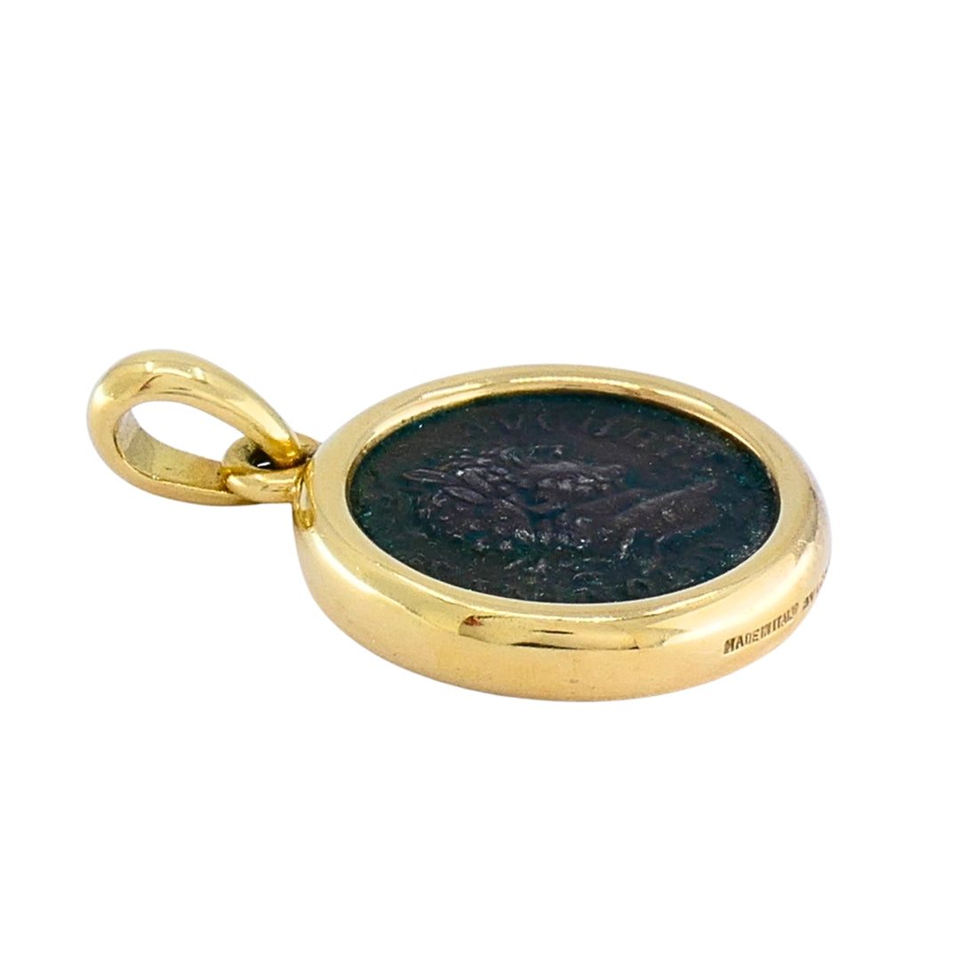 Bvlgari Monete Ancient Roman Coin Pendant 18k Gold, Caracalla AD 211-217