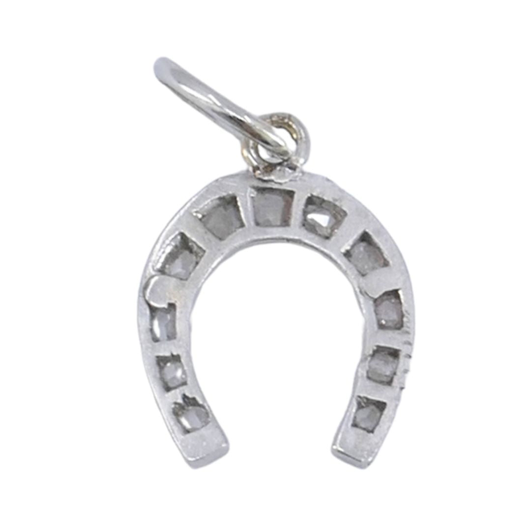 Edwardian Platinum Rose Cut Diamond Horseshoe Pendant