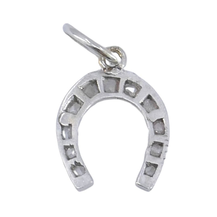 Edwardian Platinum Rose Cut Diamond Horseshoe Pendant