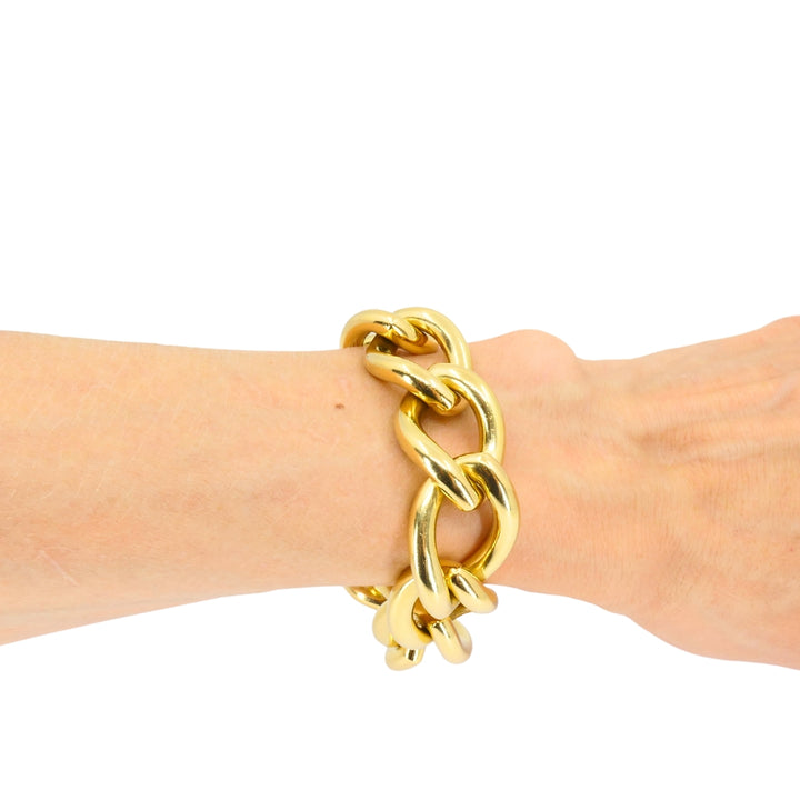 Vintage Italian Bracelet 18k Gold Marquise Shape Link