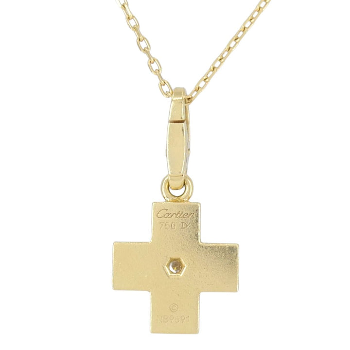 Cartier 18k Gold Diamond Cross Pendant Necklace with Certificate