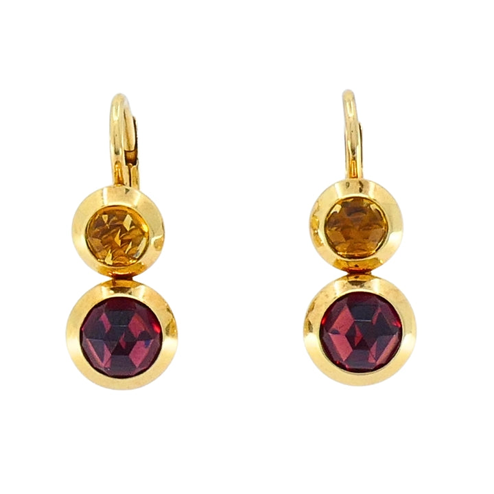 Tiffany & Co. 18k  Gold Garnet Citrine Drop Earrings