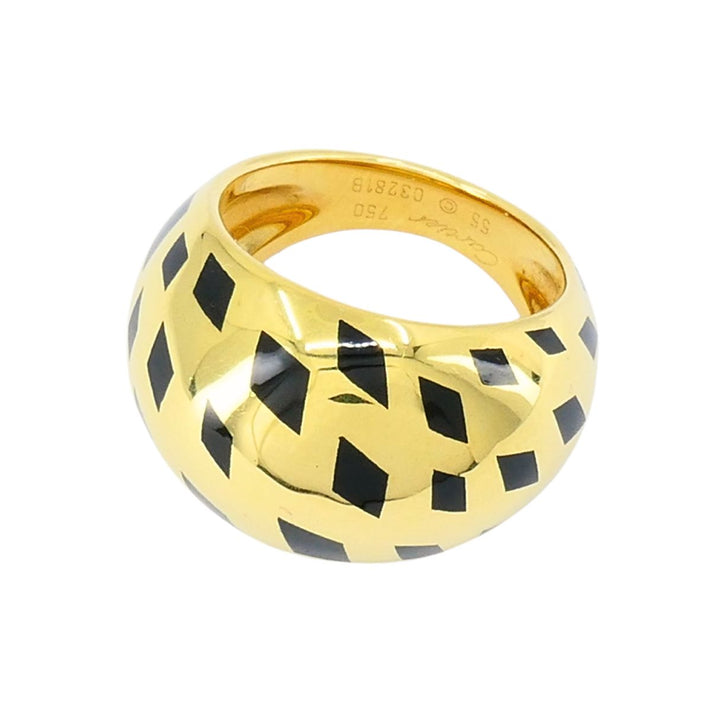 Vintage Cartier Panthere 18k Gold Enamel Bombe Dome Ring
