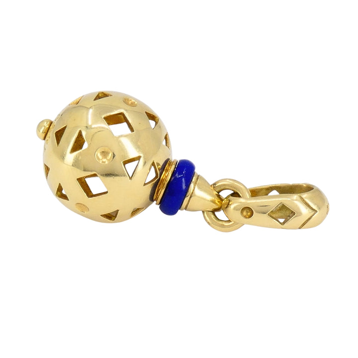 Vintage Bvlgari 18k Gold Lapis Lazuli Openwork Pendant Bulgari Chain Necklace