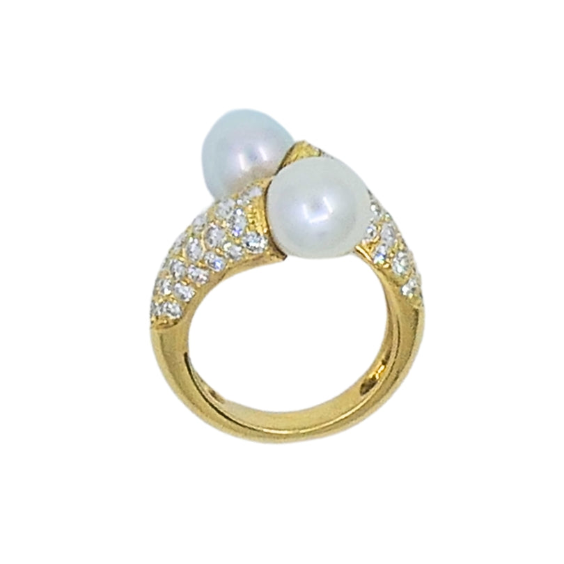 Van Cleef & Arpels Toi Et Moi 18k Gold Pearl Diamond Ring
