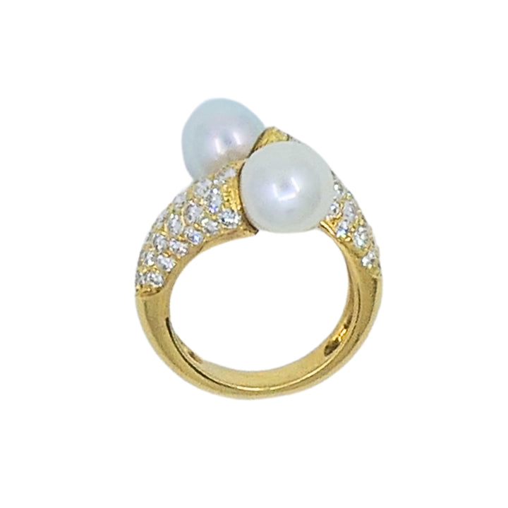 Van Cleef & Arpels Toi Et Moi 18k Gold Pearl Diamond Ring