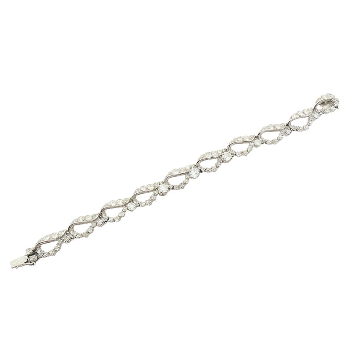 French Platinum Diamond Openwork Diamond Bracelet, 1960s