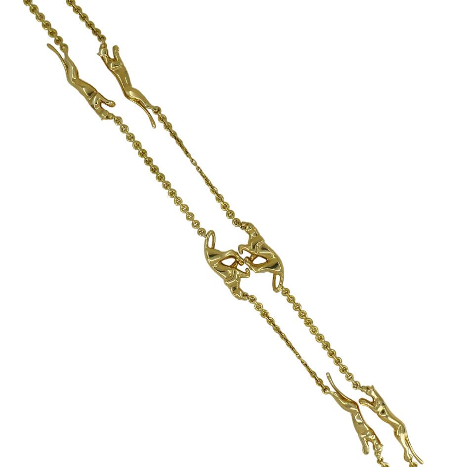 Cartier 18k Gold Panthere 6 Motif Chain Necklace