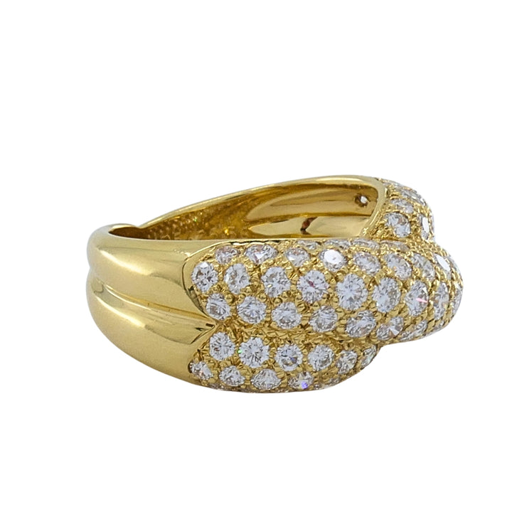 Van Cleef & Arpels 18k Gold Pavé Diamond Bombé Crossover Ring