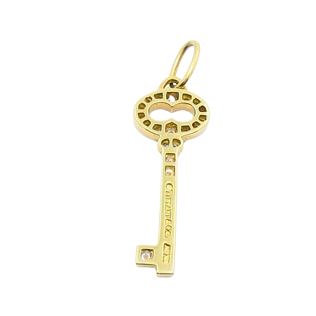Tiffany & Co. 18k Yellow Gold Diamond Key Pendant