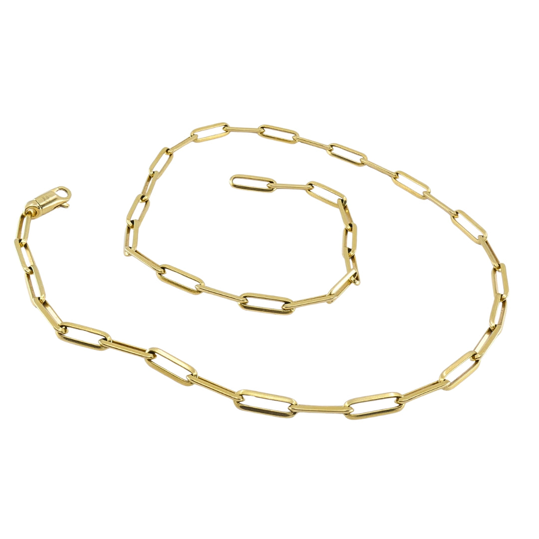 18k Gold Paperclip Chain Necklace, Italy