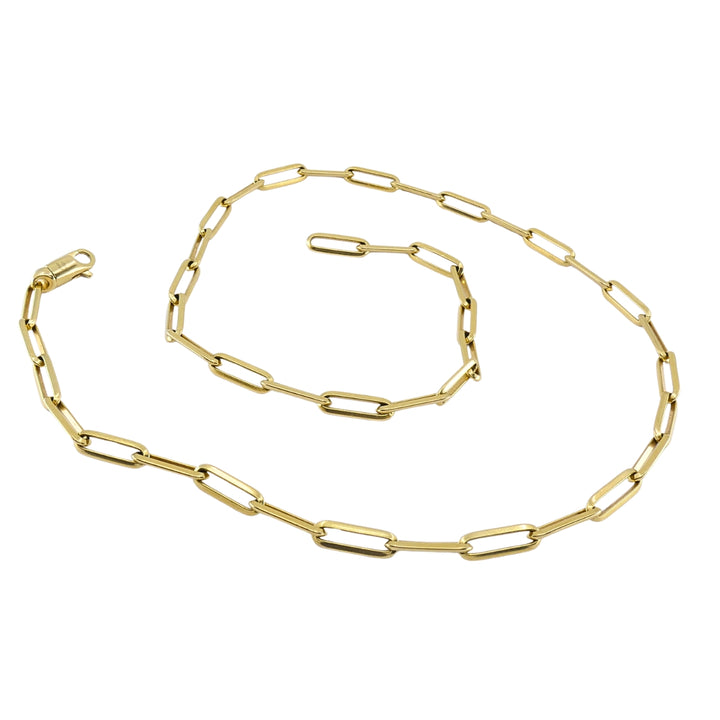 18k Gold Paperclip Chain Necklace, Italy