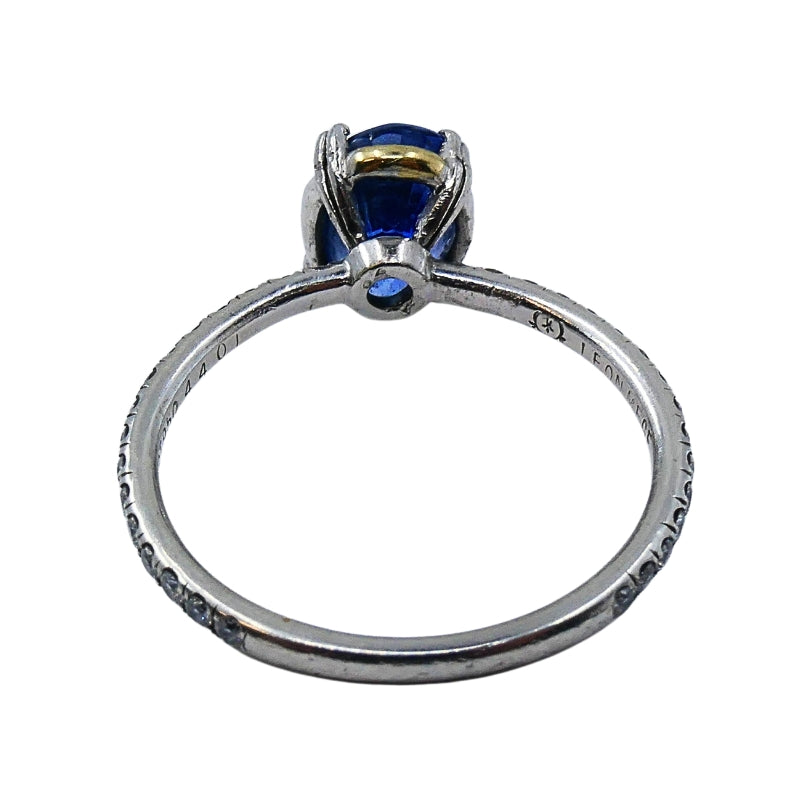 Platinum Sapphire Diamond Ring Vintage Jewelry