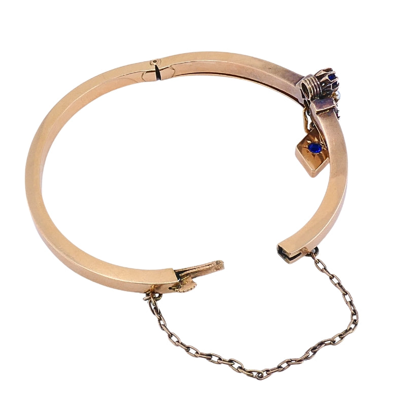 Victorian 14k Gold Gemstone Bangle Bracelet