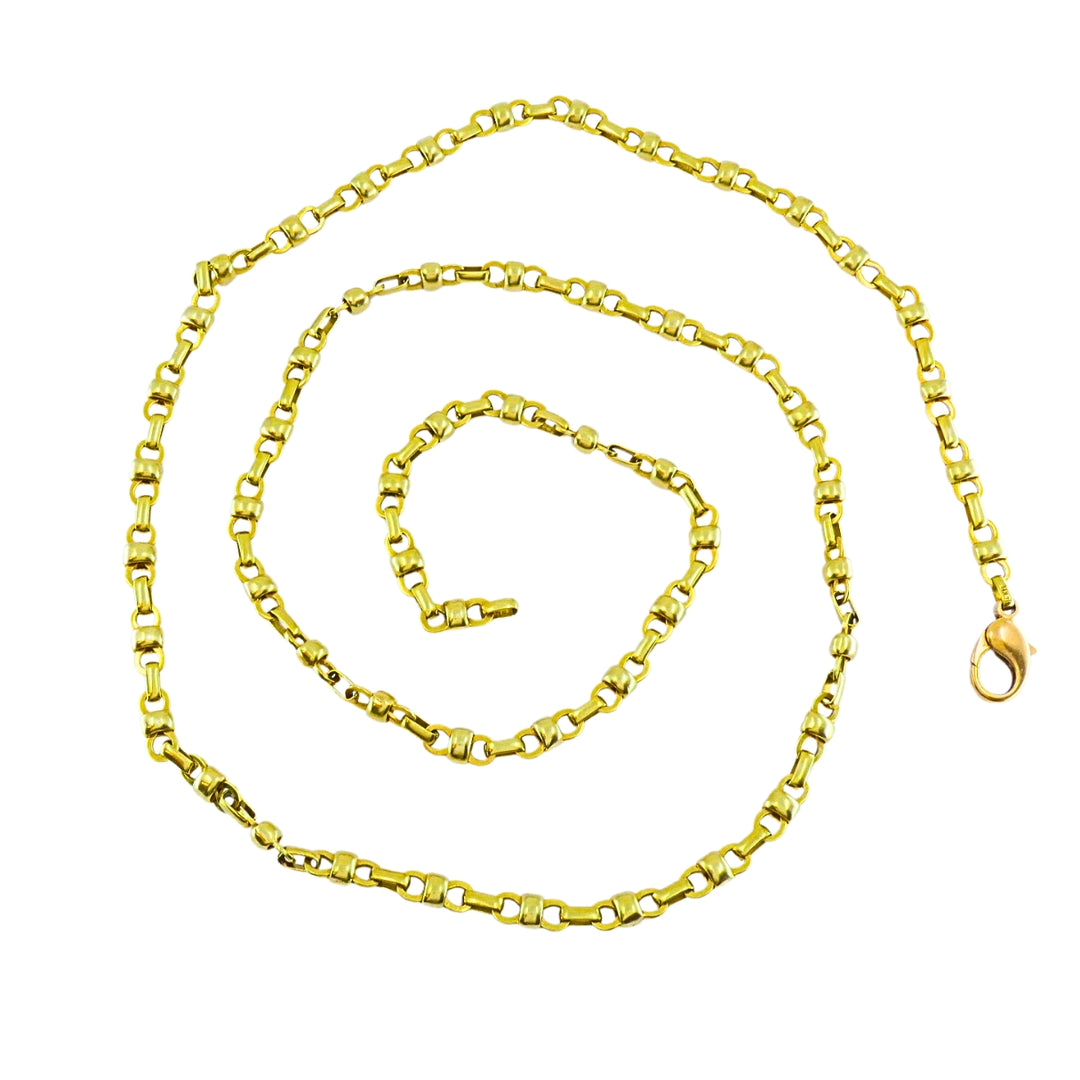 Vintage 14k Gold Alternating Link Chain Necklace, West Germany