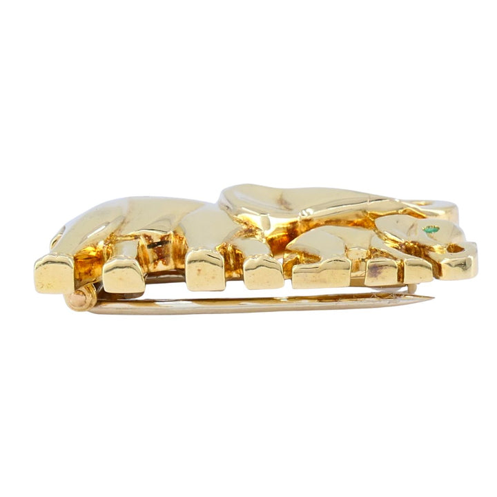 Vintage Cartier Ménagerie 18k Gold Emerald Mother and Baby Elephant Brooch