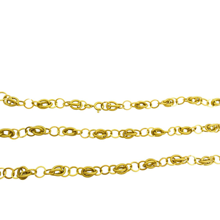 Vintage Italian 14k Textured Link Long Chain Necklace