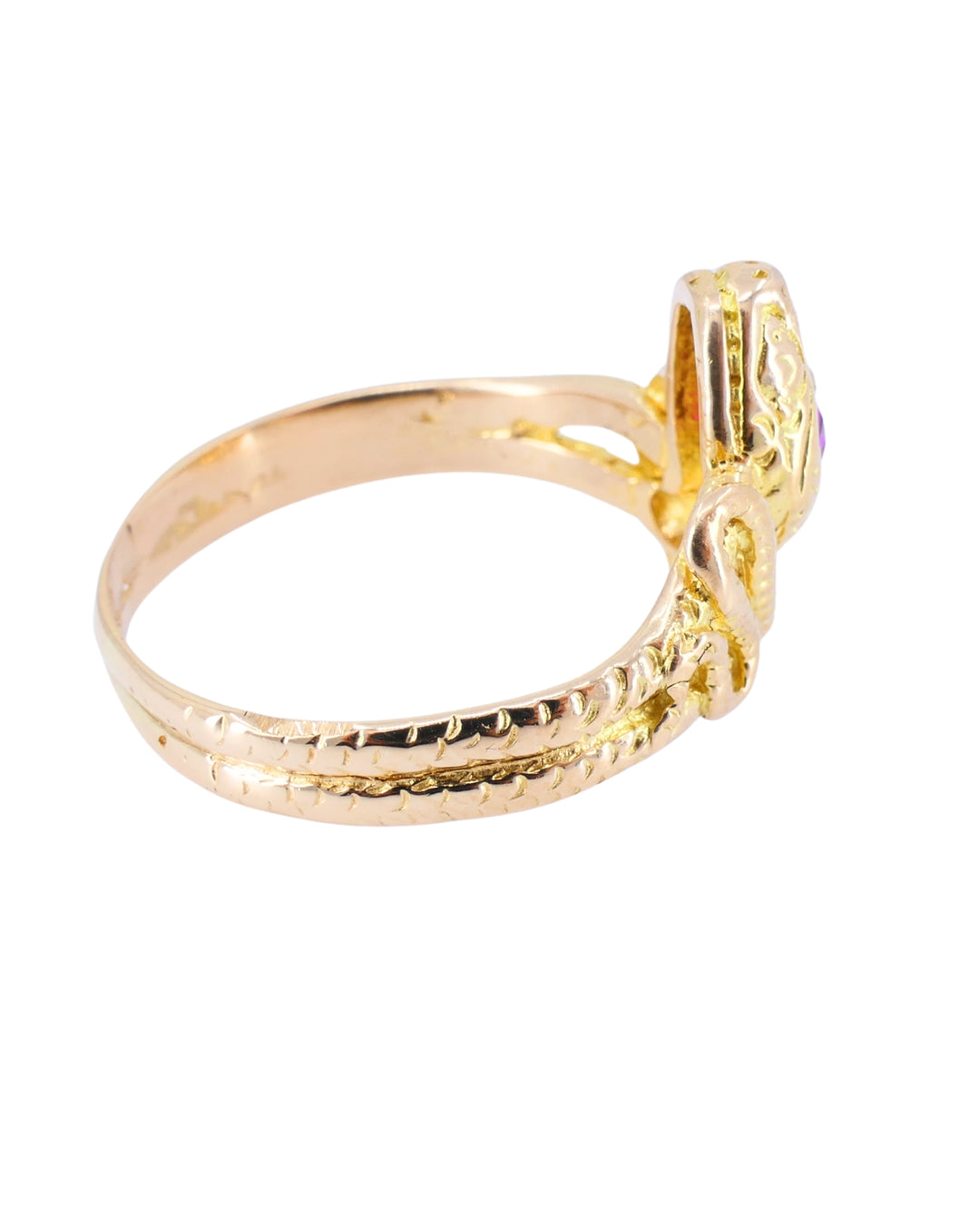 Vintage Snake Ring 14k Gold Ruby Ring Serpent Jewelry