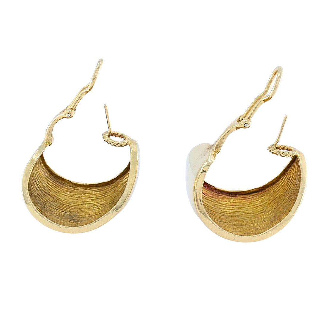 Vintage 14k Gold Sculptural Hoop Earrings