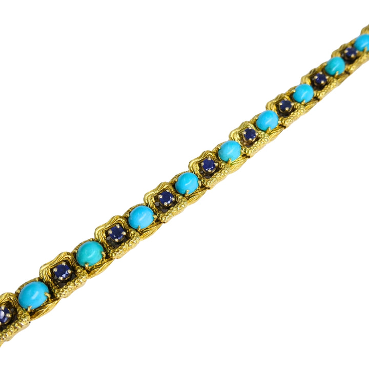 Vintage Tiffany & Co. Bracelet 18k Gold Sapphire Turquoise Estate Jewelry