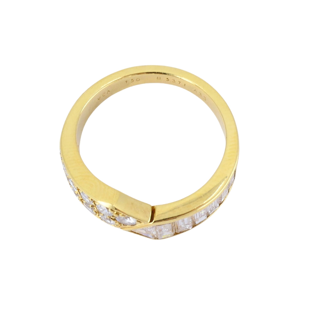 Van Cleef & Arpels 18K Gold Diamond Bypass Ring