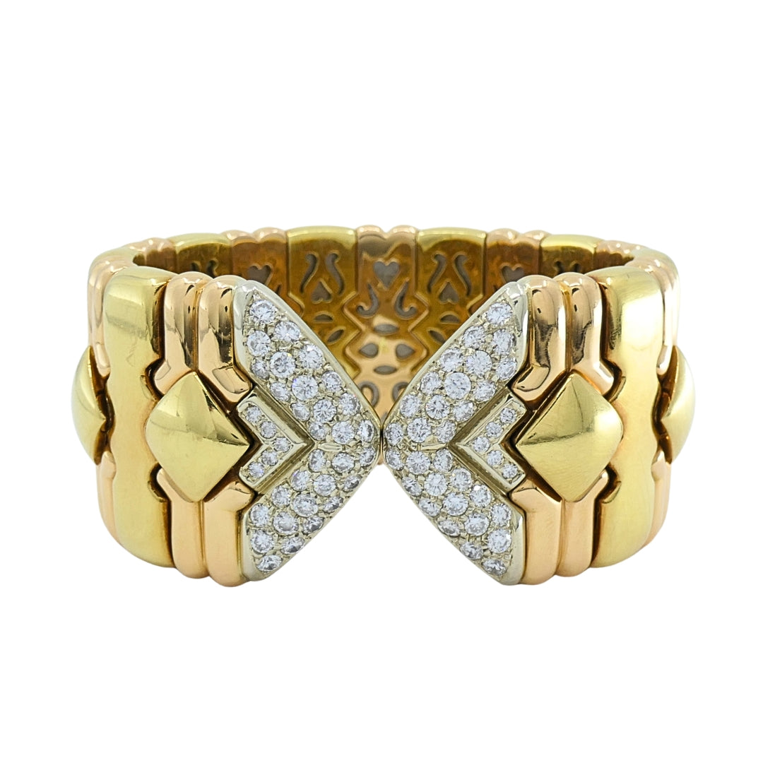 Chopard 18k Gold Multicolor Flexible Diamond Pavé Cuff Bracelet, 1970s