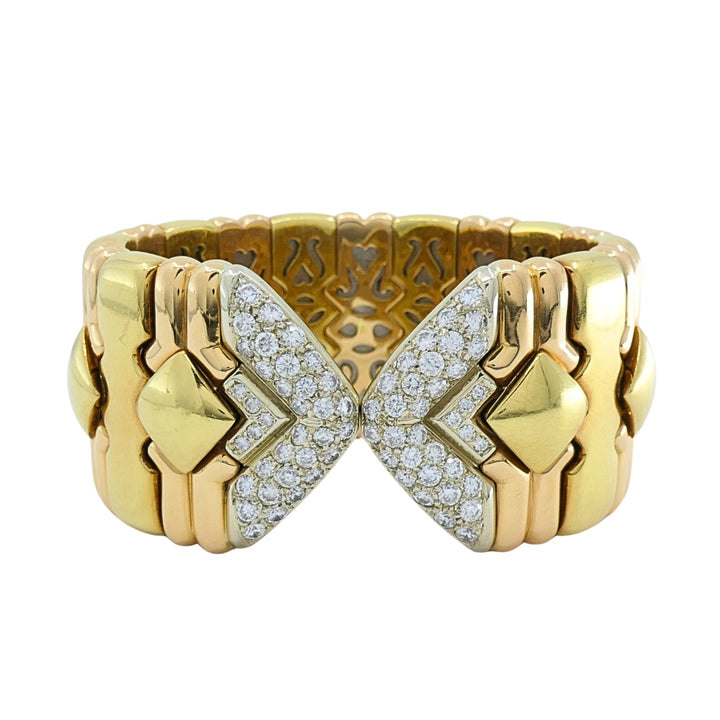 Chopard 18k Gold Multicolor Flexible Diamond Pavé Cuff Bracelet, 1970s