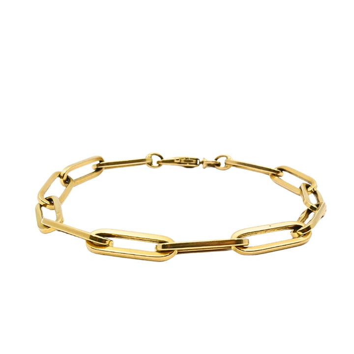 1970s Vintage Chain Bracelet 14k Gold Rectangular Links