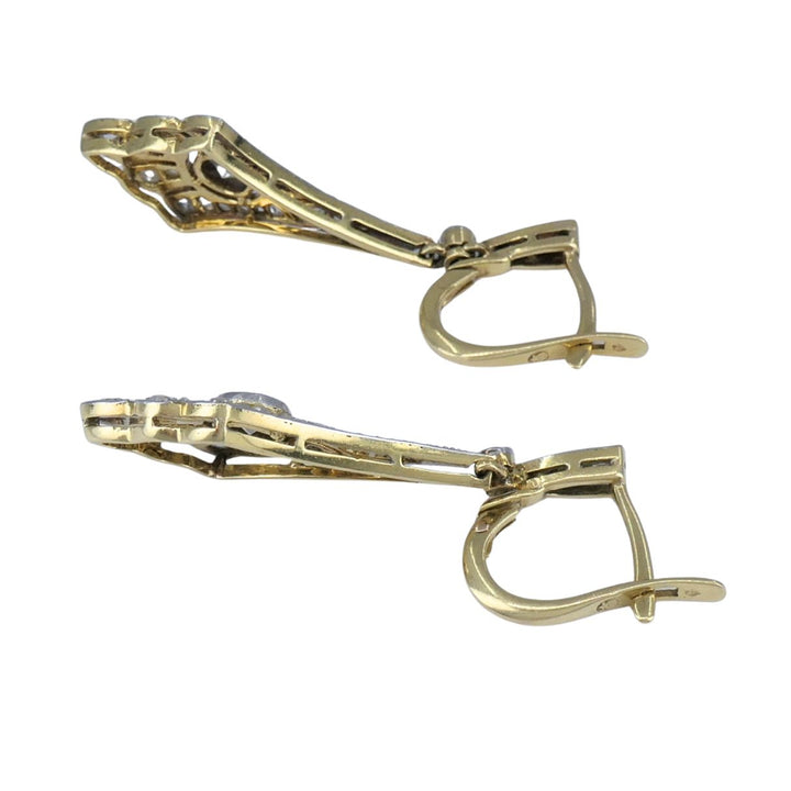 Antique 18k Gold Platinum Old Cut Diamond Drop Earrings