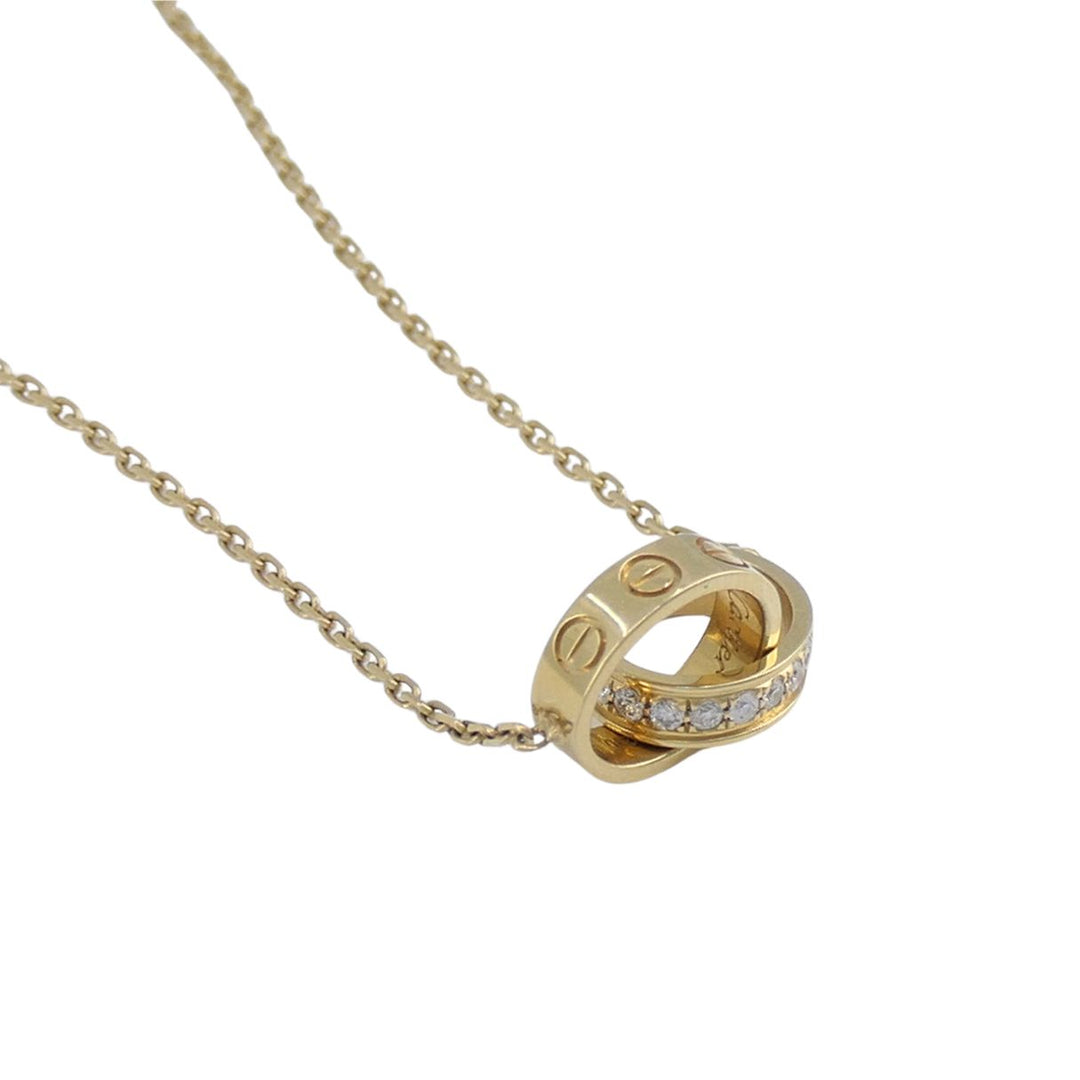 Cartier LOVE Interlocking 18k Gold Diamond Pendant Necklace