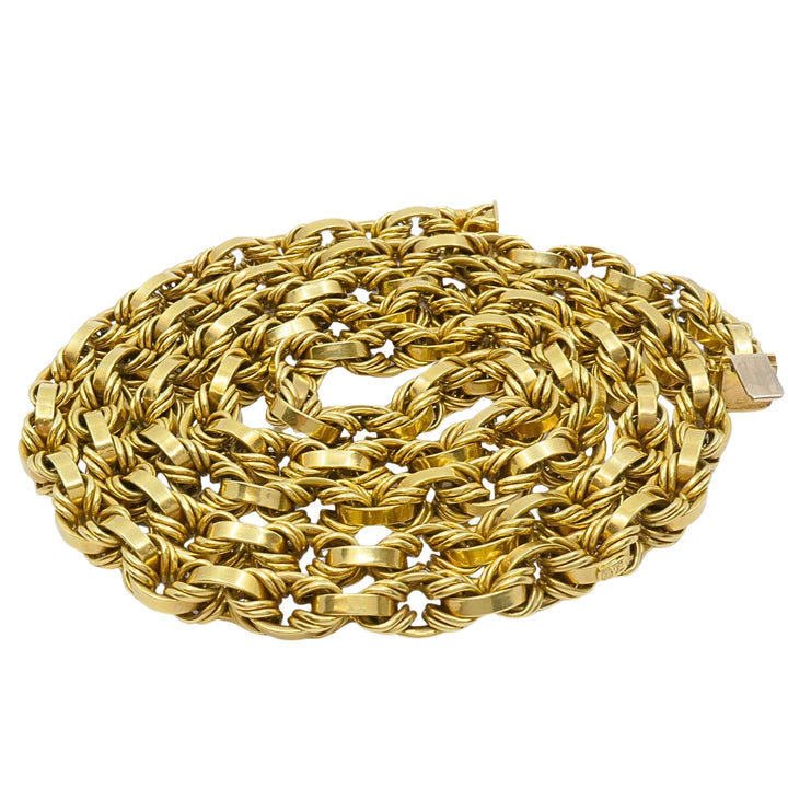 Vintage Italian 18k Gold Arezzo Rope Link Heavy Chain Necklace