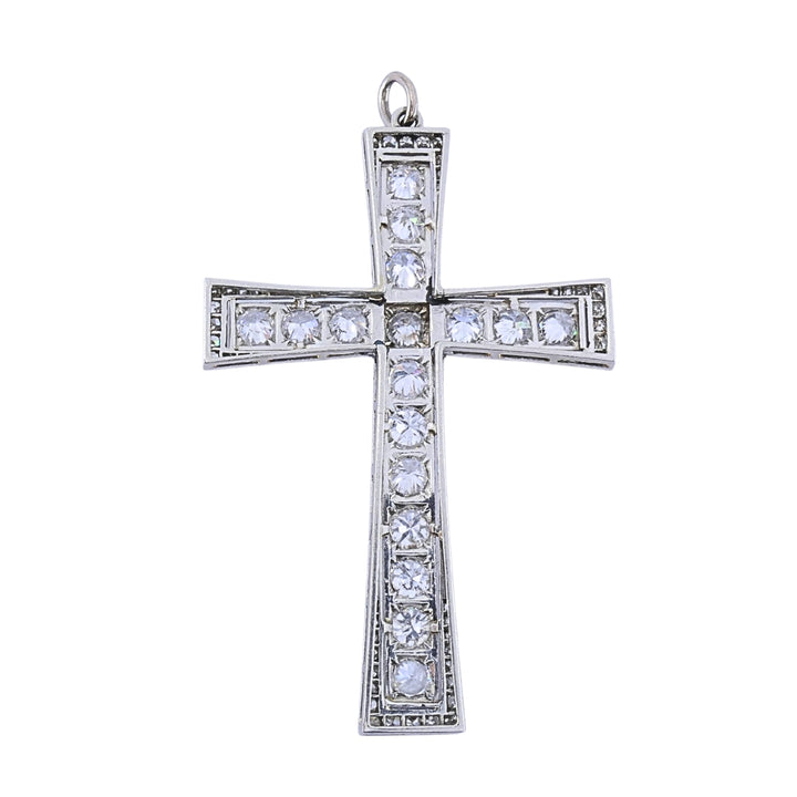Art Deco Platinum Diamond Cross Pendant